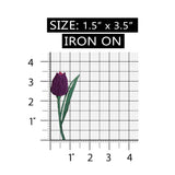 ID 6452 Purple Tulip Flower Patch Garden Spring Leaf Embroidered IronOn Applique