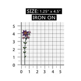 ID 6482 Purple Wildflower On Stem Patch Flower Plant Embroidered IronOn Applique