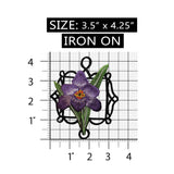 ID 6497 Black Framed Lily Flower Patch Craft Garden Embroidered Iron On Applique