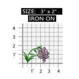 ID 6502 Purple Lily Flower Patch Iris Orchid Plant Embroidered Iron On Applique