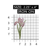 ID 6521 Pink Lily Flower Patch Iris Plant Garden Embroidered Iron On Applique