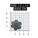 ID 6547 Teal Swirl Flower Patch Daisy Garden Craft Embroidered Iron On Applique