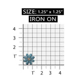 ID 6550 Blue Daisy Symbol Patch Metallic Flower Embroidered Iron On Applique