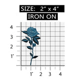 ID 6574 Blue Rose Stem Patch Garden Love Flower Embroidered Iron On Applique
