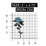 ID 6580 Blue Rose Flower Cutting Plant Iron On Embroidered Patch Applique