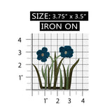ID 6595 Blue Flowers Plant Patch Garden Spring Grow Embroidered Iron On Applique