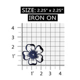 ID 6606 Blue Flower Outline Patch Cutout Garden Embroidered Iron On Applique