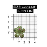 ID 6638 Sequin Green Daisy Patch Flower Garden Head Embroidered Iron On Applique