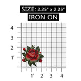 ID 6664 Red Rose Faux Crochet Flower Iron On Embroidered Patch Applique