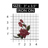 ID 6668 Red Pink Rose Plant Flowers Iron On Embroidered Patch Applique
