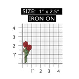 ID 6673 Red Tulip Flowers Patch Garden Plant Spring Embroidered Iron On Applique