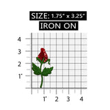 ID 6674 Shiny Red Rose Flower Patch Blossom Plant Embroidered Iron On Applique