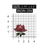 ID 6675 Red Rose Open Blossom Patch Garden Plant Embroidered Iron On Applique