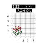 ID 6690 Red Daisy Outline Patch Cutout Flower Shape Embroidered Iron On Applique