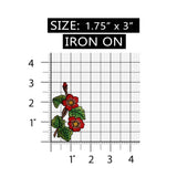 ID 6696 Red Flower Branch Patch Vine Garden Plant Embroidered Iron On Applique