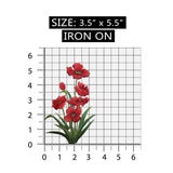 ID 6700 Red Blossom Flower Plant Patch Garden Bush Embroidered Iron On Applique