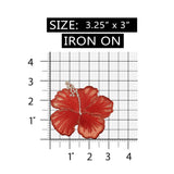 ID 6727 Red Hibiscus Flower Patch Tropical Plant Embroidered Iron On Applique