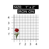 ID 6729 Red Poppy Flower Patch Garden Spring Plant Embroidered Iron On Applique