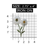 ID 6733 White Daisy Flowers Patch Garden Bug Plant Embroidered Iron On Applique