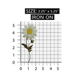 ID 6740 White Daisy Flower Patch Garden Bud Plant Embroidered Iron On Applique