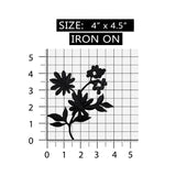 ID 6812 Black Flower Silhouette Patch Blossom Garden Embroidered IronOn Applique