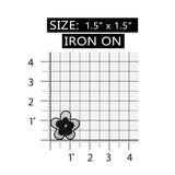 ID 6816 Soft Black Flower Blossom Patch Fuzzy Symbol Embroidered IronOn Applique