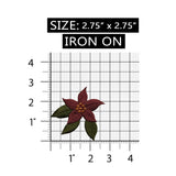 ID 6871 Red Poinsettia Flower Patch Garden Plant Embroidered Iron On Applique