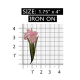 ID 6890 Pink Orchid Flower Patch Garden Iris Blossom Embroidered IronOn Applique