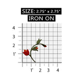ID 6926 Red Tulip Bud Flower Patch Garden Blossom Embroidered Iron On Applique