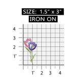 ID 6943 Shiny Tulip Flowers Patch Garden Blossom Embroidered Iron On Applique
