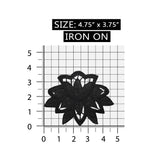 ID 6970 Black Lace Flower Patch Doily Outline Craft Embroidered Iron On Applique