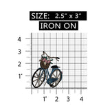 ID 6971 Blue Bicycle With Flower Basket Patch Bike Embroidered Iron On Applique