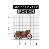ID 6972 Red Bike Leaning On Fence Patch Flower Craft Embroidered IronOn Applique