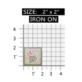 ID 6978 Pink Rose Badge Patch Flower Blossom Sign Embroidered Iron On Applique