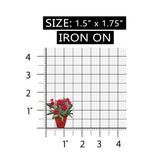 ID 7047 Potted Pink Flower Plant Patch Garden Bloom Embroidered Iron On Applique