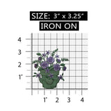 ID 7049 Purple Flower Potted Plant Patch Garden Embroidered Iron On Applique