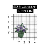 ID 7050 Purple Flower In Pot Patch Garden Blossom Embroidered Iron On Applique
