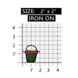 ID 7080 Pink Rose Basket Patch Garden Flower Bucket Embroidered Iron On Applique