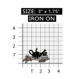 ID 7104 Black Watering Can Garden Patch Plant Craft Embroidered Iron On Applique