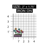 ID 7113 Multi Color Daisy Flower Patch Box Plant Embroidered Iron On Applique