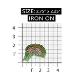 ID 7179 Pinecones On Tree Branch Patch Evergreen Embroidered Iron On Applique