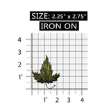 ID 7197 Green Maple Leaf Patch Flora Tree Leaves Iron On Embroidered Applique