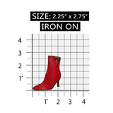 ID 7329 Red Pleather Heel Boot Patch Shoe Fashion Embroidered Iron On Applique