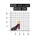 ID 7344 Pink High Heel Patch Shoe Ribbon Fashion Embroidered Iron On Applique