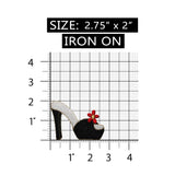 ID 7351 Black Floral High Heel Shoe Patch Fashion Embroidered Iron On Applique