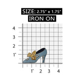 ID 7429 Blue Heel Woman Shoe Patch Bow Fashion Pump Embroidered Iron On Applique