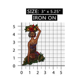 ID 7455 Tropical Woman Carrying Basket Patch African Embroidered IronOn Applique