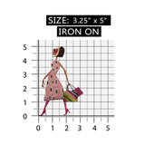 ID 7471 Fancy Woman Shopping Patch Trendy Fashion Embroidered Iron On Applique