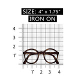 ID 7518 Brown Frame Glasses Patch Reading Fashion Embroidered Iron On Applique