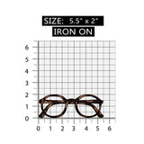 ID 7519 Brown Frame Glasses Patch Reading Fashion Embroidered Iron On Applique